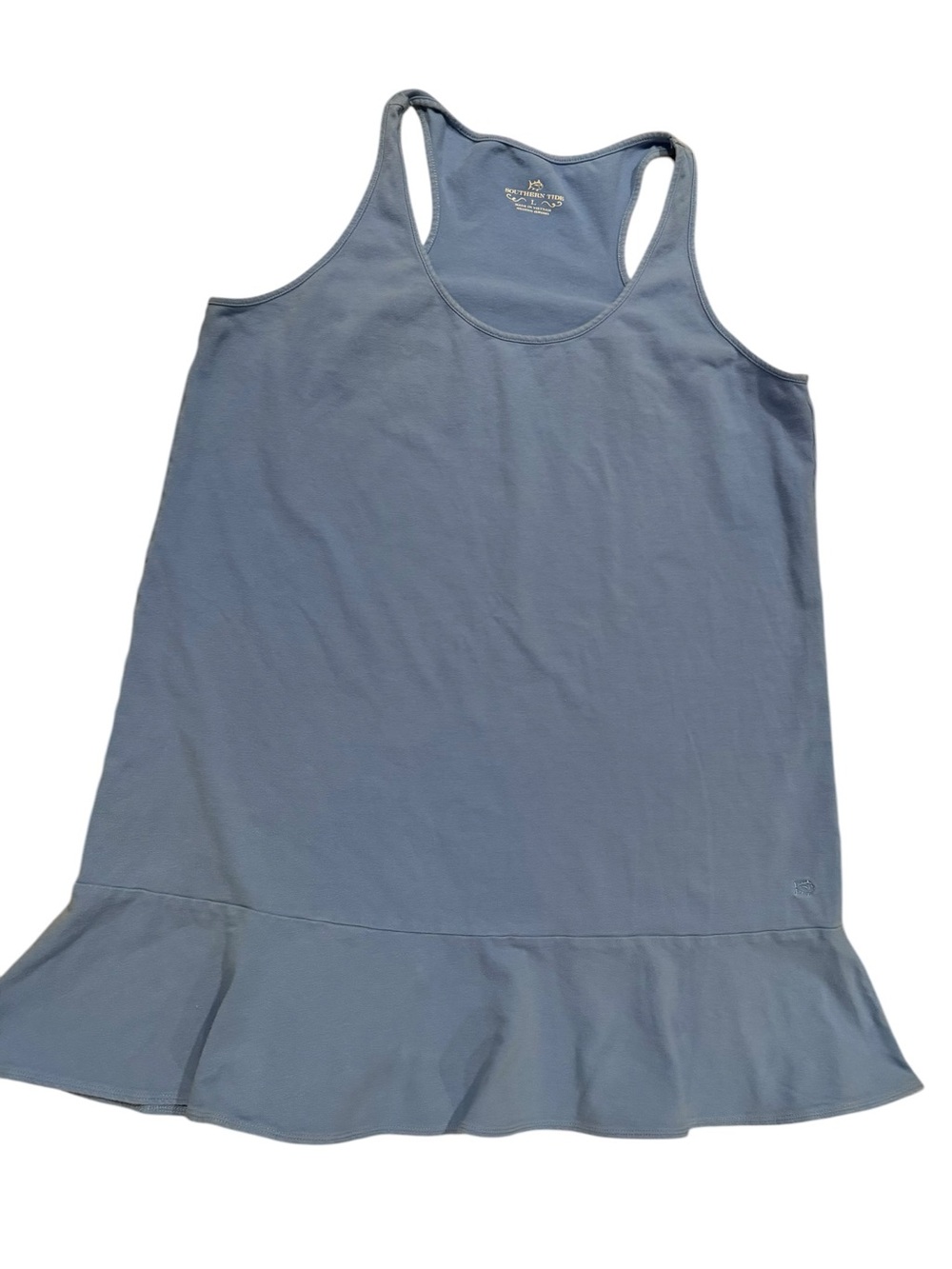Southern Tide Blue Ruffle Hem Racerback Dress Size Large